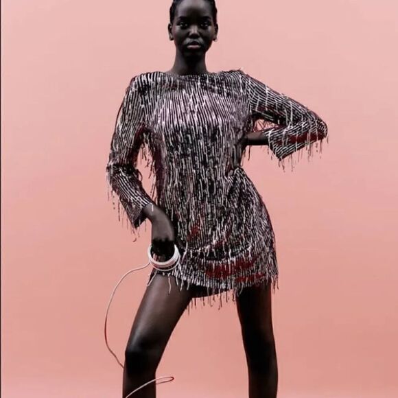 ZARA FRINGED SEQUIN DRESS - Picture 10 of 14